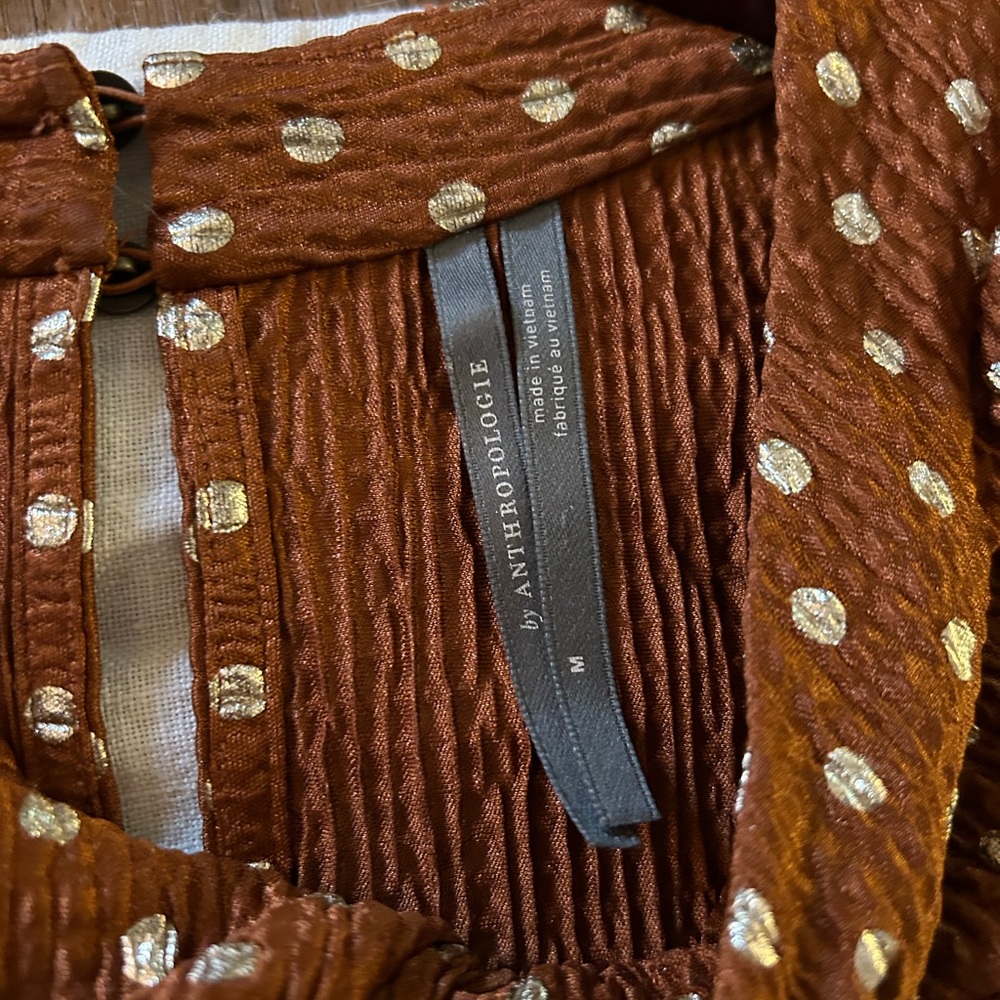 Anthropologie Rust Polka-Dot Tie-Neck Sleeveless Camisole - Picture 5 of 6